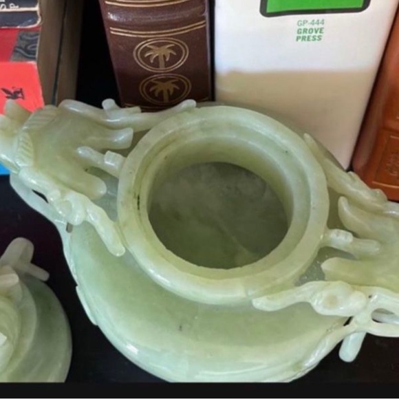 Accents Jade Dragon Vase Chinese Celadon Jade Vase Wbeautiful Carvings Dragon Faces Poshmark